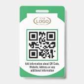 Foto Name Unternehmen Logo QR-Code Grün Ausweis (Rückseite)