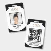 Foto Name Unternehmen Logo QR-Code Schwarz Ausweis (Vorder- & Rückseite)