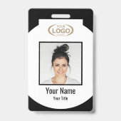 Foto Name Unternehmen Logo QR-Code Schwarz Ausweis (Vorderseite)