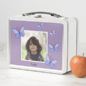 Foto Name Violet & Blue Butterfly Flutter Metall Brotdose (Beispiel)