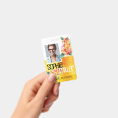 Foto Name Vorlage Gelbe Orange-Blume Rose Ausweis (Handheld)