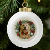 Foto Name Weihnachten Weihnachten Kariert Keramik Kugel-Ornament
