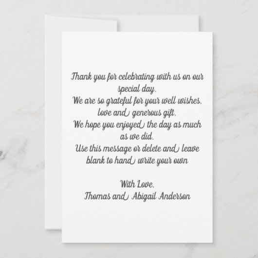 Foto Namen und Datum Hochzeit Danke Karte (Rückseite)