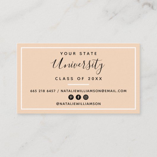 Foto-Namenskarten für moderne Sand-Abschluss Telefonnummerkarte (Rückseite)