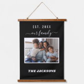 Foto-Namensskript Schwarz-weiß Wandteppich Mit Holzrahmen (Vorderseite)