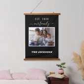 Foto-Namensskript Schwarz-weiß Wandteppich Mit Holzrahmen (Schlafzimmer)