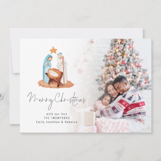 Foto Nativity Scene Script Frohe Weihnachten (Vorderseite)