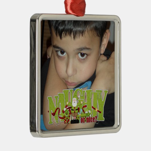 Foto Naughty oder Nice Ornament Aus Metall (Rechts)