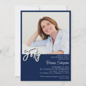 Foto Navy Blue 40. Geburtstag Einladung (Vorderseite)