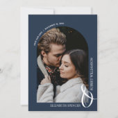 Foto Navy Blue QR Code Hochzeit Save The Date (Vorderseite)