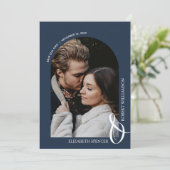 Foto Navy Blue QR Code Hochzeit Save The Date (Stehend Vorderseite)