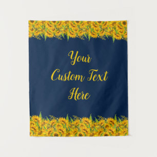 Foto "Navy Blue Sunflower" Wandteppich