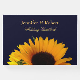 Foto Navy Blue Sunflower Wedding Gästebuch