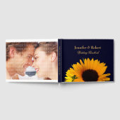 Foto Navy Blue Sunflower Wedding Gästebuch (Voll)