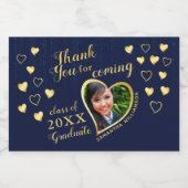 Foto Navy Blue Vielen Dank 2025 Graduation Party Schaumweinetikett (Einzelnes Label)