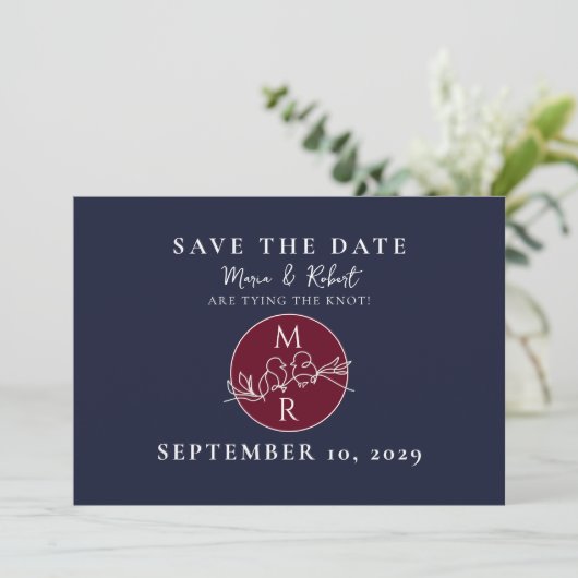 Foto Navy Blue Wedding Save The Date (Stehend Vorderseite)