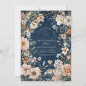 Foto Navy Blue Wildblume Meadow Garden Graduatio Einladung (Vorderseite)
