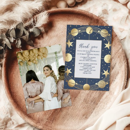 Foto Navy Celestist Crescent Moon Brautparty Dankeskarte