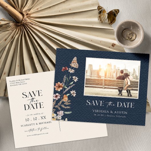 Foto Navy Save the Date Postkarte