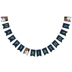 Foto Navy und Gold Art Deco Rahmen Alles Gute zum Wimpelkette