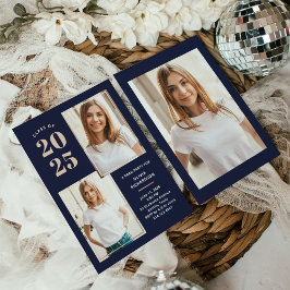 Foto Navy und Rose Gold Grad Party 2024 Folieneinladung