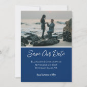 Foto Navy White Wedding Save the Date Card (Vorderseite)