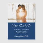 Foto Navy White Wedding Save the Date Magnet (Vorderseite)