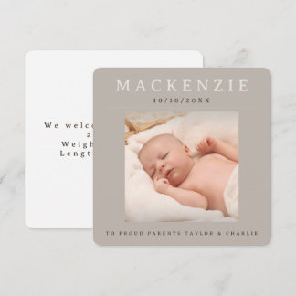 Foto neues Baby Foto Personalisiert 2-seitig Mitteilungskarte