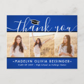 Foto New Address Abschluss Blue White Vielen Dank Postkarte (Vorderseite)