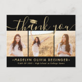 Foto New Address Black Gold Abschluss Vielen Dank Postkarte (Vorderseite)