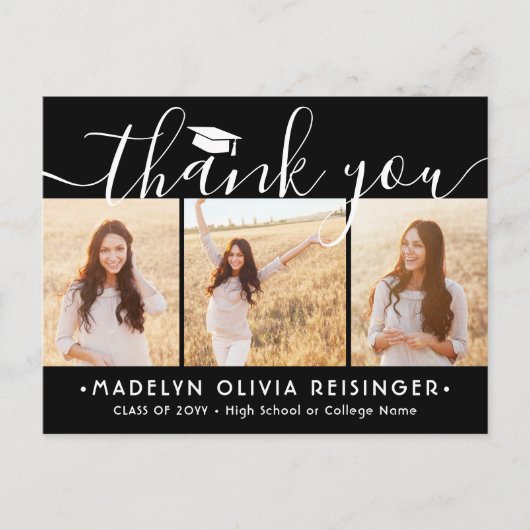 Foto New Address Schwarz-weiß Abschluss Vielen Dan Postkarte (Vorderseite)