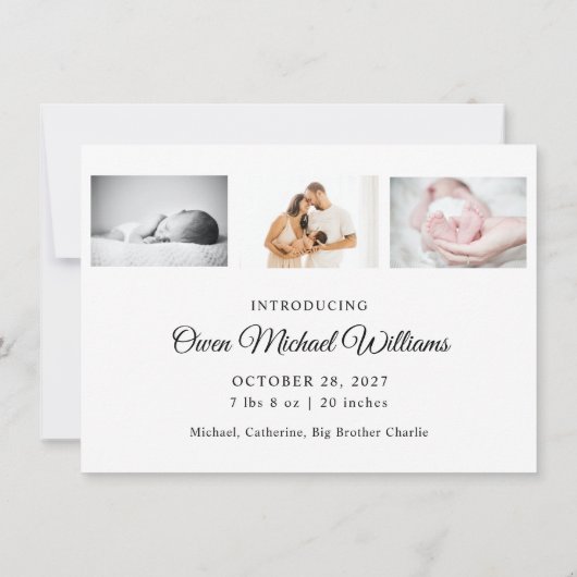 Foto New Baby Big Brother Geburtserklärung Dankeskarte (Rückseite)