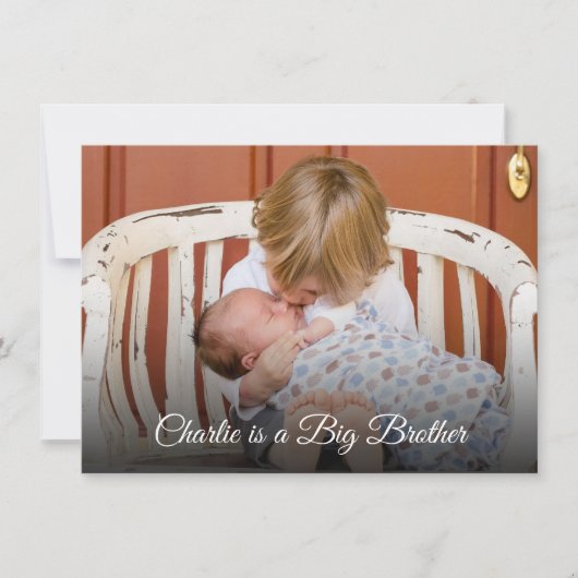 Foto New Baby Big Brother Geburtserklärung Dankeskarte (Vorderseite)