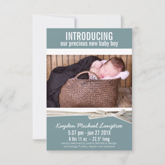 Foto New Baby Boy Geburtsankündigung Ankündigung (Vorderseite)