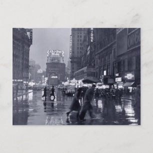 Foto: New York City in den 1940er Jahren im Regen Postkarte