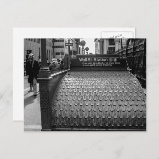 Foto New York City Wall Street in Schwarzem u. im Postkarte (Vorne/Hinten)