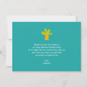 Foto Niedlich Blue Dinosaur Kawaii Fun Boy Geburts Dankeskarte (Rückseite)