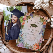Foto Niedlich Boho Meadow Orange Wildblume Graduat