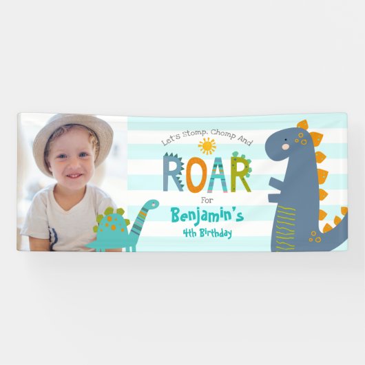 Foto Niedlich Dinosaurier Stomp Chomp Roar Boy Geb Banner (Horizontal)