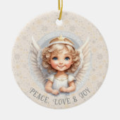 Foto "niedlich First Christmas Angel Template Name Keramik Ornament (Vorne)