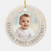 Foto "niedlich First Christmas Angel Template Name Keramik Ornament (Hinten)