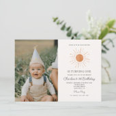 Foto Niedlich Gelbe Sonnenstrahlen Minimal 1. Gebu Einladung (Stehend Vorderseite)