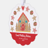Foto Niedlich Gingerbrot Süße Ferien Wünsche Rusti Ornament Karte (Links)