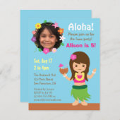 Foto Niedlich Hawaii Hula Girl Luau Party Einladung (Vorne/Hinten)