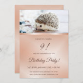 Foto niedlich Igel | Rose Gold Girls Einladung (Vorne/Hinten)