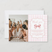 Foto Niedlich Pink Bow Brautparty Dankeskarte (Vorderseite)