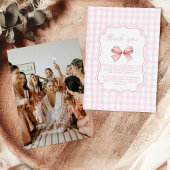 Foto Niedlich Pink Bow Brautparty Dankeskarte