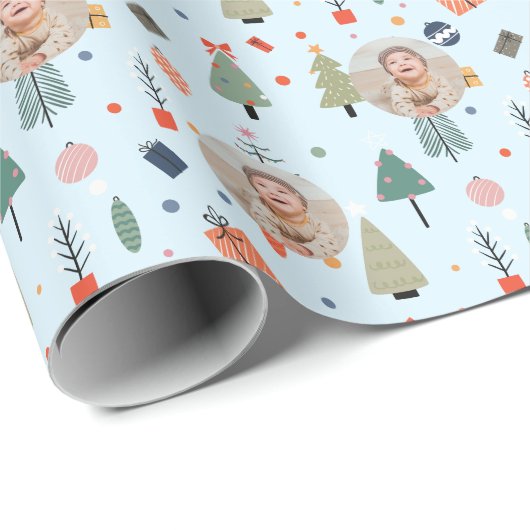 Foto Niedlich Weihnachten Geschenkpapier (Rolleneckpunkt)