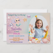 Foto niedlicher Meerjungfrau magischer Geburtstag Einladung (Vorderseite)