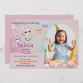 Foto niedlicher Meerjungfrau magischer Geburtstag Einladung (Vorne/Hinten)